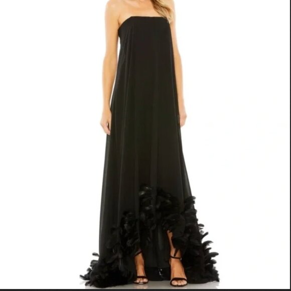 Mac Duggal Strapless Feather Hem Gown- sz. 4 - Picture 1 of 5